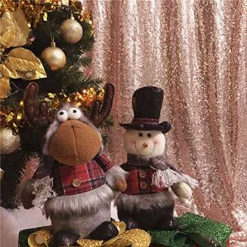 TRLYC Rose Gold Sequin Backdrop Curtain 4x7ft Glitter Rose Gold Photography Backdrop Photo Backgroun...