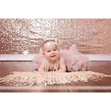 TRLYC Rose Gold Sequin Backdrop Curtain 4x7ft Glitter Rose Gold Photography Backdrop Photo Background for Banquet Party Wedding Christmas Birthday