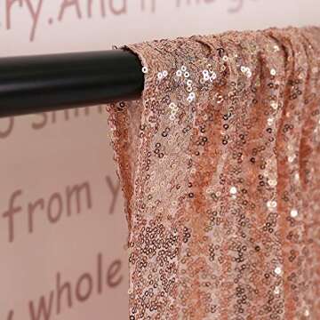 TRLYC Rose Gold Sequin Backdrop Curtain 4x7ft Glitter Rose Gold Photography Backdrop Photo Background for Banquet Party Wedding Christmas Birthday