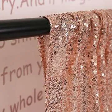 TRLYC Rose Gold Sequin Backdrop Curtain 4x7ft Glitter Rose Gold Photography Backdrop Photo Background for Banquet Party Wedding Christmas Birthday