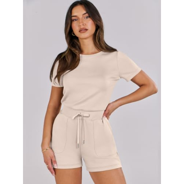 ANRABESS Women's Casual Summer Short Sleeve Romper