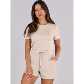 ANRABESS Women's Casual Summer Short Sleeve Romper