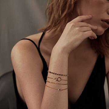 LOYATA Gold Bracelet Gold 14K Gold Plated Dainty Chain Simple Jewelry Gift for Women