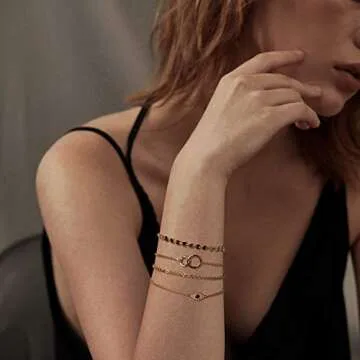 LOYATA Gold Bracelet Gold 14K Gold Plated Dainty Chain Simple Jewelry Gift for Women