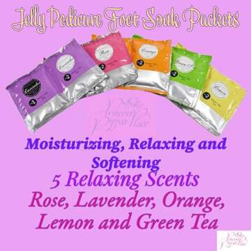 Jelly Pedicure Foot Soak Packets - 5Pcs Multi Pack Exfoliating Foot Spa Soak Including Orange, Laven...