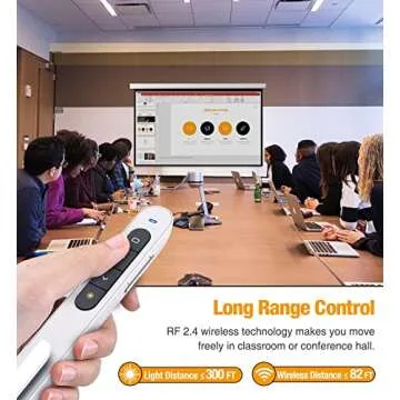 Wireless Presenter Remote, RF 2.4GHz USB Presentation Remote Control PowerPoint Presentation Clicker for Keynote/PPT/Mac/PC … (White)