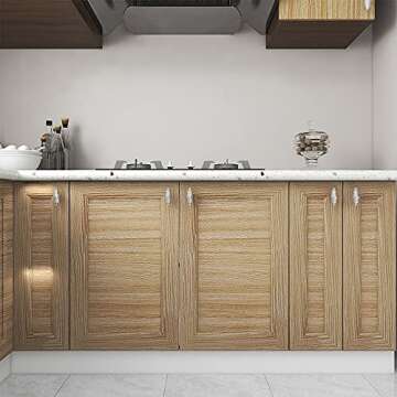 MS magic Wood Grain Wallpaper,17.7x196 Inches Faux Wood Textured Self-Adhesive Film Panel Removable Vinyl Wallpaper for Furnitur Desk Cabinets Shelf Drawers Liner Vinyl Decorative Roll Yellow