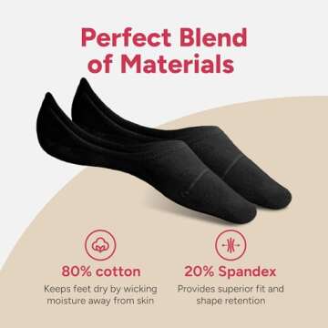 No Show Socks Womens Invisible Liner, Non Slip & Low Cut, Casual & Formal Wear, Soft & Stretchable, 3 Pairs Medium Size 7-8, Black Color