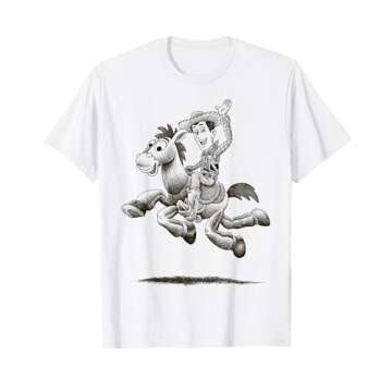 Disney Pixar Toy Story Woody Bullseye Sketch Graphic T-Shirt for All Ages