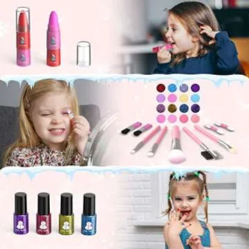 GirlsHome Kids Makeup Kit for Ages 3-12, Non-Toxic Fun