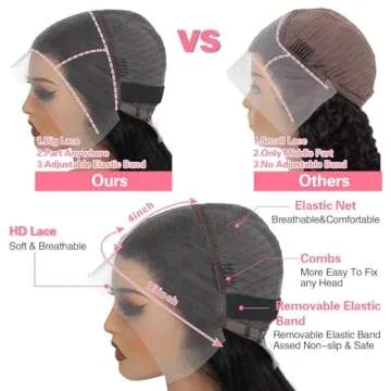 26 Inch Water Wave Lace Front Wigs Human Hair Pre Plucked Wet And Wavy 13x4 Hd Lace Frontal Wig Human Hair 180 Density For Women Bouncy Soft Deep Curl Glueless Tangle Free Natural Hairline