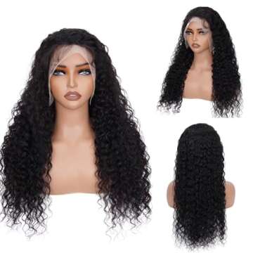 26 Inch Water Wave Lace Front Wigs Human Hair Pre Plucked Wet And Wavy 13x4 Hd Lace Frontal Wig Human Hair 180 Density For Women Bouncy Soft Deep Curl Glueless Tangle Free Natural Hairline