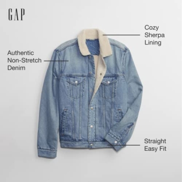 GAP Mens Icon Sherpa Denim Jacket - Stylish and Warm