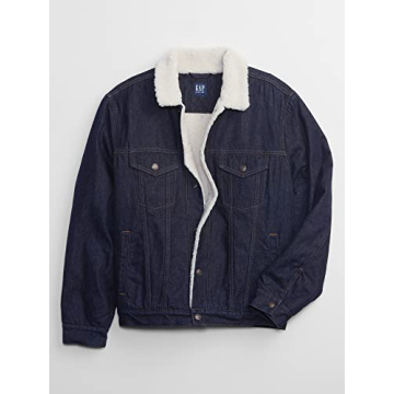 GAP Mens Icon Sherpa Denim Jacket - Stylish and Warm