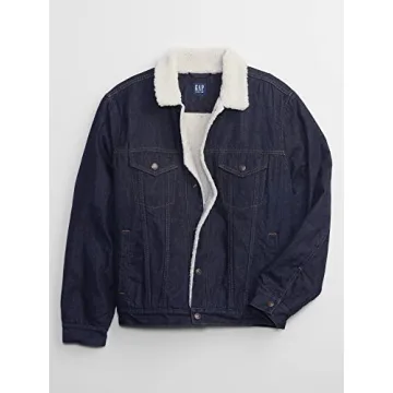GAP Mens Icon Sherpa Denim Jacket - Stylish and Warm