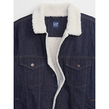 GAP Mens Icon Sherpa Denim Jacket - Stylish and Warm