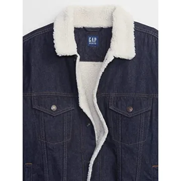 GAP Mens Icon Sherpa Denim Jacket - Stylish and Warm