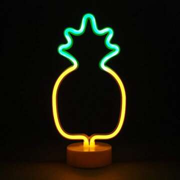 AIZESI Pineapple LED Neon Lights,Pineapple Neon Light Pineapple Night Lamp Decor,Battery or USB Power Decorative Sign LED Light for Room Party Festival Decorations(Pineapple Yellow) ¡­