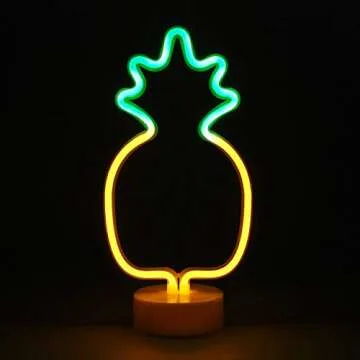 AIZESI Pineapple LED Neon Lights - Charming Room Decor and Night Light