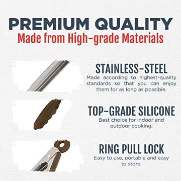 Silicone Kitchen Tongs for Cooking with Silicone Tips, Heat Resistant Tongs for Serving Food, 7-Inch, 9-Inch, 12-Inch Locking Silicone Tongs, Set of 3 Salad Tongs, Brown Kitchen Utensils