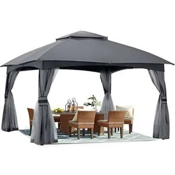 ABCCANOPY 10x12 Outdoor Gazebo - Patio Gazebo with Mosquito Netting, Outdoor Canopies for Shade and Rain for Lawn, Garden, Backyard & Deck (Dark Gray)