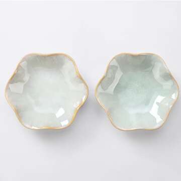 JAMEND CLXP Lotus Leaf Shape Decorative Ring Tray, Small Key Bowl, Ceramic Trinket Tray Jewelry Dish Organizing Necklace Earrings, Home Decoration for Mom Best Friend Sister, Light Green.