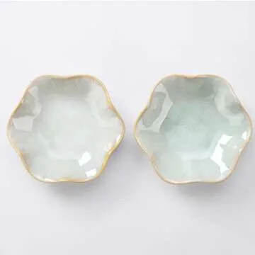 JAMEND CLXP Lotus Leaf Shape Decorative Ring Tray, Small Key Bowl, Ceramic Trinket Tray Jewelry Dish Organizing Necklace Earrings, Home Decoration for Mom Best Friend Sister, Light Green.