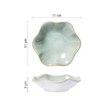 JAMEND CLXP Lotus Leaf Shape Decorative Ring Tray, Small Key Bowl, Ceramic Trinket Tray Jewelry Dish Organizing Necklace Earrings, Home Decoration for Mom Best Friend Sister, Light Green.