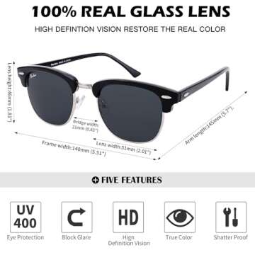 Pro Acme Semi-Rimless Square Sunglasses for All