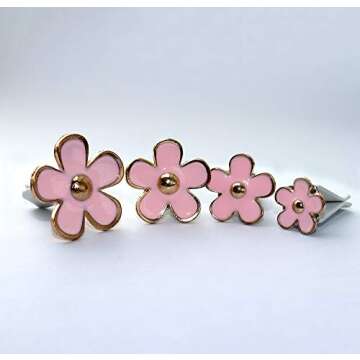 INEBIZ Cute Daisy Flowers Air Vent Decorations Clips Car Air Freshener Girly Charm Automotive Interior Aesthetic Decor Accessories for Women (Pink)