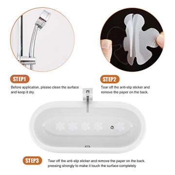 Secopad 24PCS Original Bathtub Stickers Non-Slip, Safety Shower Treads Adhesive Appliques with Premium Scraper