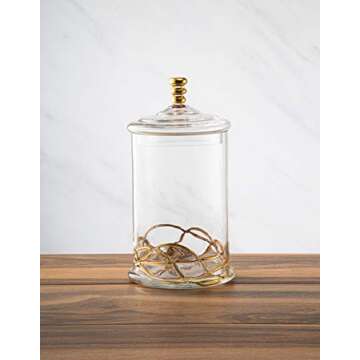 Elegant Glass Cookie Jar with 14K Gold Design - 12"