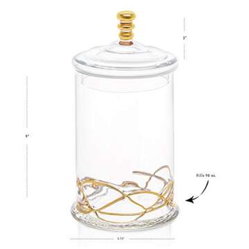 Elegant Glass Cookie Jar with 14K Gold Design - 12"