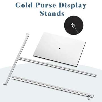 Leinuosen 4 Pcs Tabletop Purse Display Stand Metal T Bar Handbag Display Stand Holder Adjustable Height Double Hook Hanging Jewelry Stands for Home Store Boutique Counter(Silver)