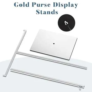 Leinuosen 4 Pcs Tabletop Purse Display Stand Metal T Bar Handbag Display Stand Holder Adjustable Height Double Hook Hanging Jewelry Stands for Home Store Boutique Counter(Silver)