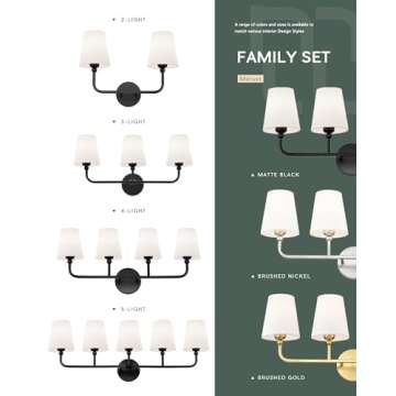 METWET 2-Light Bathroom Vanity Light Fixtures in Matte Black Finish, Modern Bedside Wall Sconces with Flared White Fabric Shade for Bathroom, Hallway, Living Room, Kitchen, VL837-MB-2