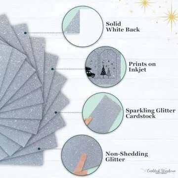 Premium Silver Glitter Cardstock - Non-Shed Elegance