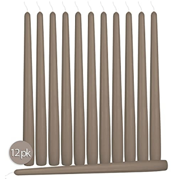 Elegant Hyoola Taper Candles 10" Taupe Gray - 12 Pack