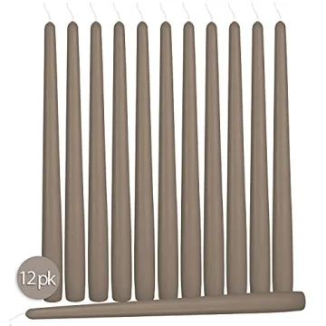 Elegant Hyoola Taper Candles 10" Taupe Gray - 12 Pack