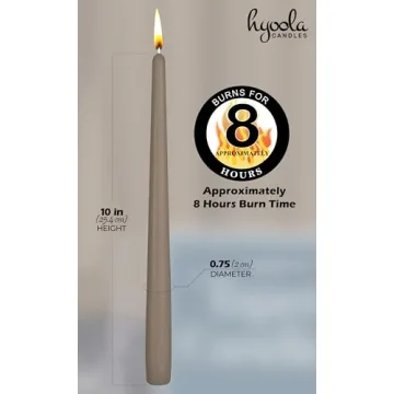 Elegant Hyoola Taper Candles 10" Taupe Gray - 12 Pack