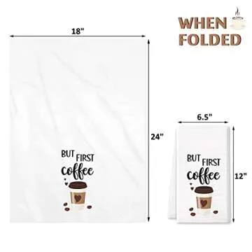 Vansolinne Coffee Kitchen Towels Funny Dish Towels Coffee bar Decor Set of 4 - Decorative Waffle Tow...