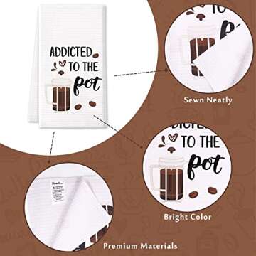 Vansolinne Coffee Kitchen Towels Funny Dish Towels Coffee bar Decor Set of 4 - Decorative Waffle Towels，Funny Hostess Gift,Housewarming Gift,Wedding Shower Gift,Gifts for Mom