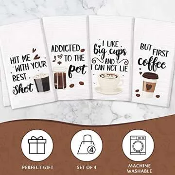 Vansolinne Funny Coffee Kitchen Towels Decorative Gift Set