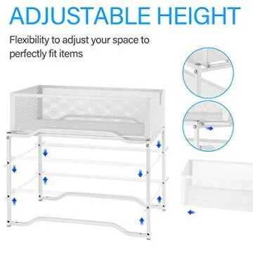 Simple Trending Stackable 2-Tier Under Sink Cabinet Organizer with Sliding Storage Drawer, White