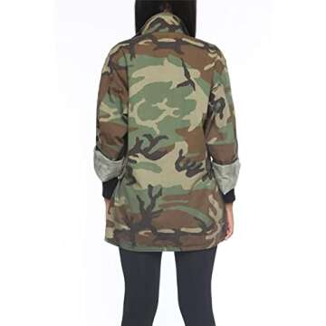 Womens Camo Jacket Long Sleeeve Camouflage Army Jackets Military Trench Coat PLus Size