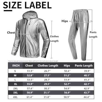 MulYeeh Weight Loss Sweat Suit Heavy Duty Full-Zip Sauna Suit Fitness Exercise Gym Top Pant with Hood for Men Women