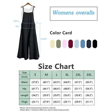 Aedvoouer Women's Overalls Casual Linen Jumpsuits Wide Leg Loose Pants Baggy Bib Rompers,L,A-suspender Green