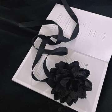 Hipi-shop Vintage black rose big flower neckband choker necklace jewelry clothing matching collar