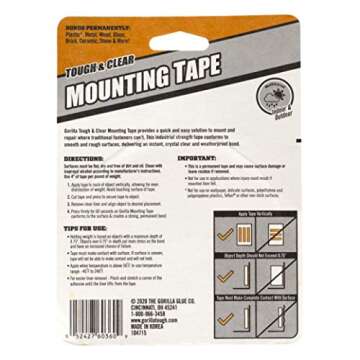 Gorilla Tough & Clear Double Sided Adhesive Mounting Tape; Extra Large; 1" x 150"; Clear; (Pack of 1)