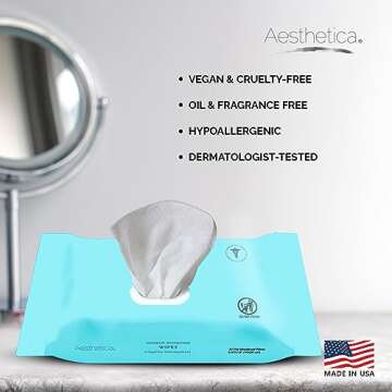 Aesthetica Makeup Removing Wipes - Face & Eye Makeup Remover Wipes - 6 Pack Bulk (180 Wipes Total) H...